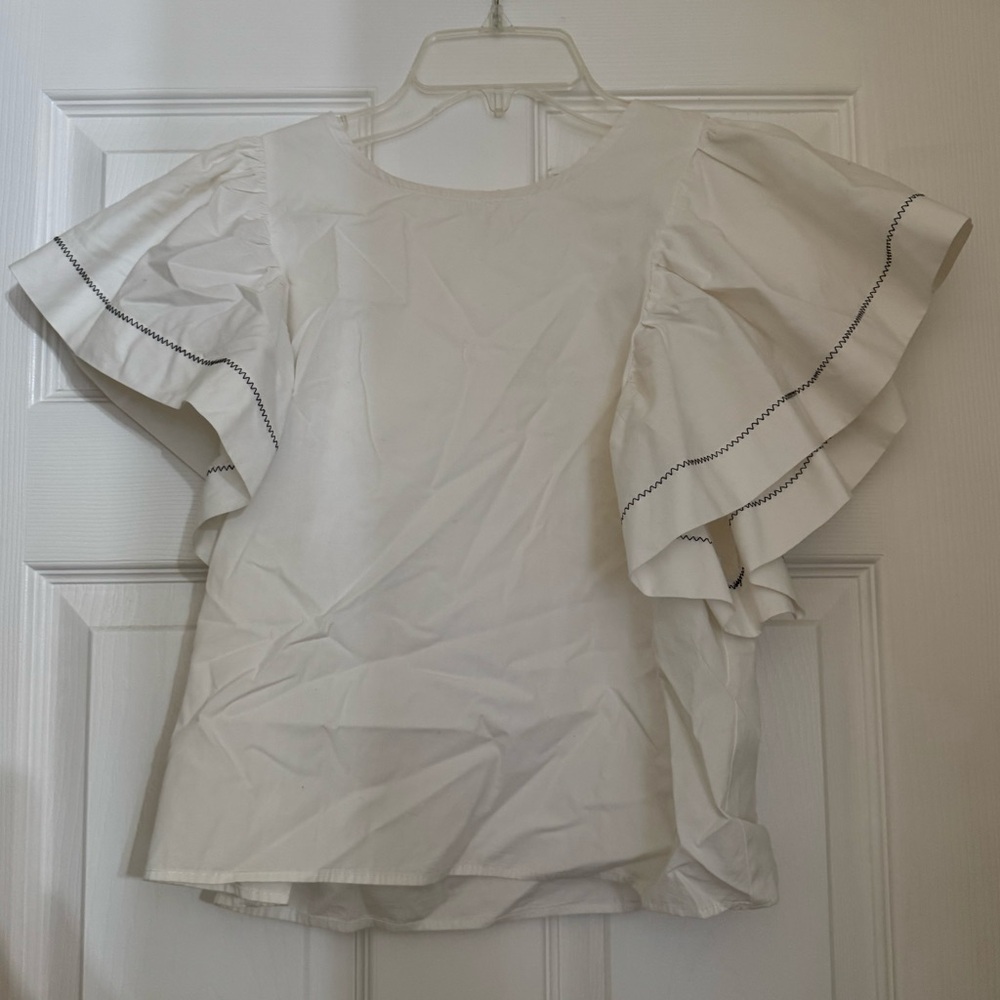 Zara Kids White Ruffle Sleeve Blouse